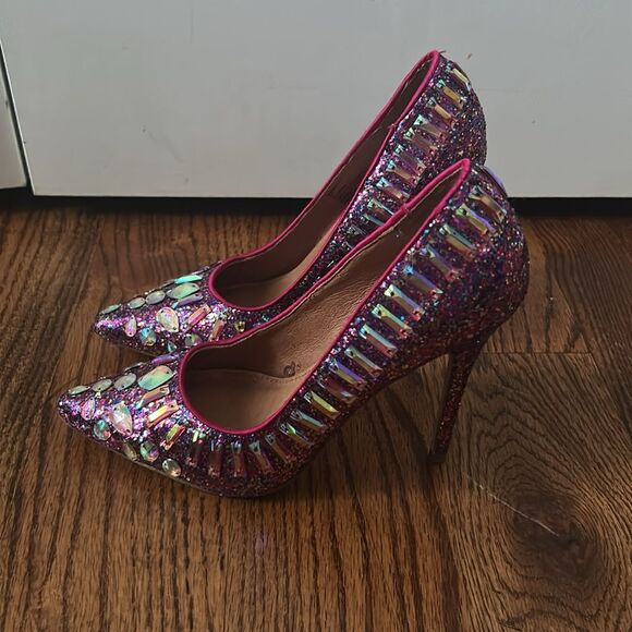 Steve Madden Galaxxie Bright Multicolor Glitter Party Pumps Heels Size 6 - Picture 3 of 5